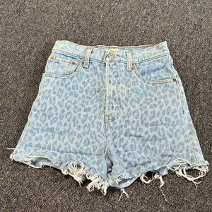 Levi’s cheetah/leopard denim ribcage shorts